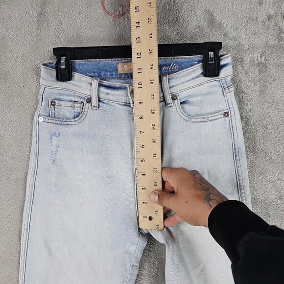7 For All Mankind Jeans Womens 27 Edie Luxe Vintage Light Blue Distressed Ankle - Picture 10 of 14
